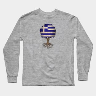 Tree of Life with Greek Flag Long Sleeve T-Shirt